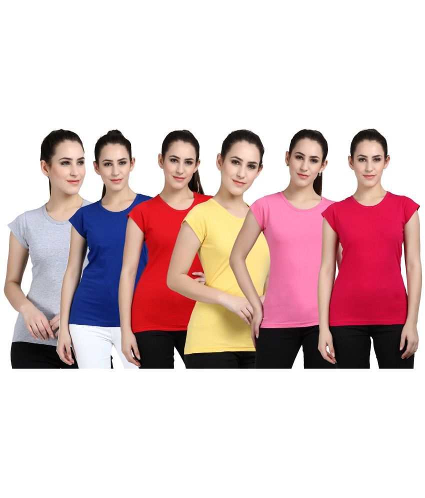     			Diaz - 100% Cotton Regular Multicolor Women's T-Shirt ( Pack of 6 )