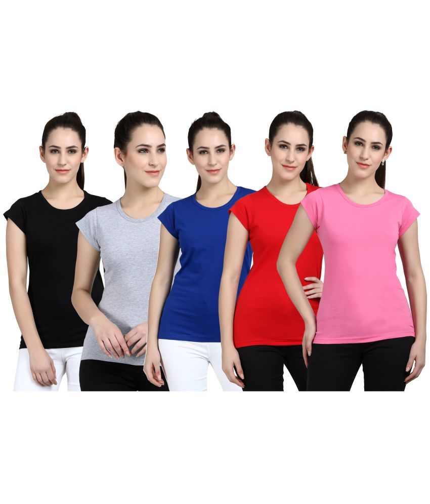     			Diaz - 100% Cotton Regular Multicolor Women's T-Shirt ( Pack of 5 )