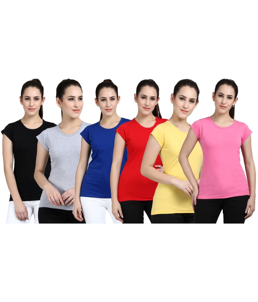     			Diaz - 100% Cotton Regular Multicolor Women's T-Shirt ( Pack of 6 )