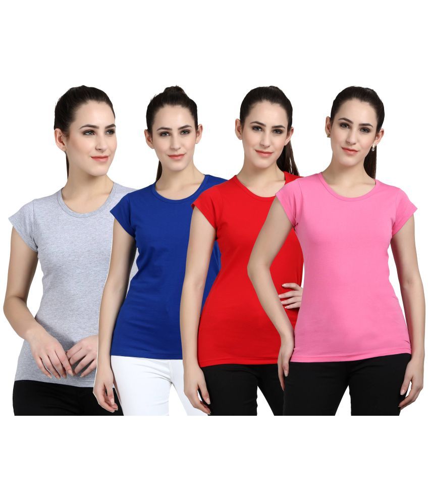     			Diaz - 100% Cotton Regular Multicolor Women's T-Shirt ( Pack of 4 )