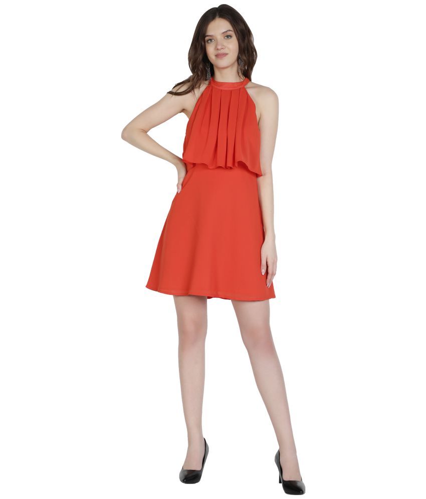     			NUEVOSDAMAS - Georgette ORANGE Women's A- line Dress ( Pack of 1 )