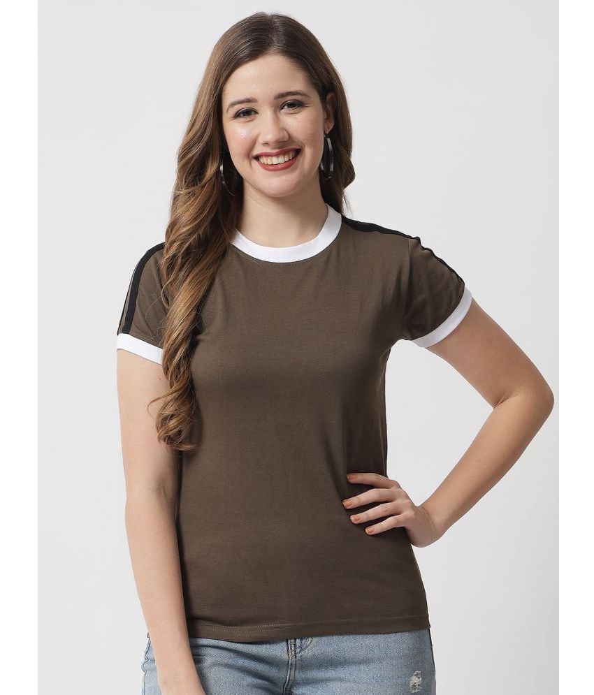The Dry State - Olive 100% Cotton Slim Women's T-Shirt ( Pack of 1 )
