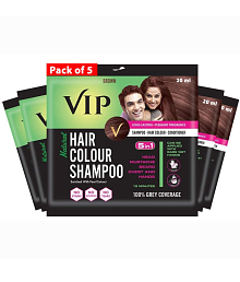 VIP Hair Colour Shampoo, Brown, 20ml, Pack of 5 | Instant Beard Color | Alternate to Traditional Hair Dye