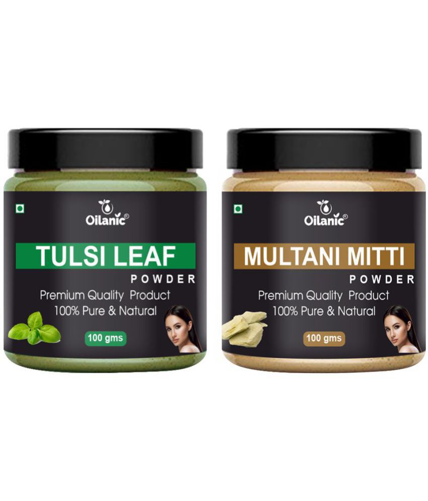     			Oilanic 100% Pure Tulsi Powder & Multani Mitti Powder-Skin Hair Mask 200 g Pack of 2