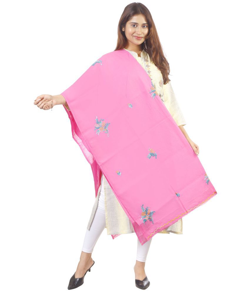 Tutli Putli India - 100% Cotton Pink Women's Dupatta - ( Pack of 1 )