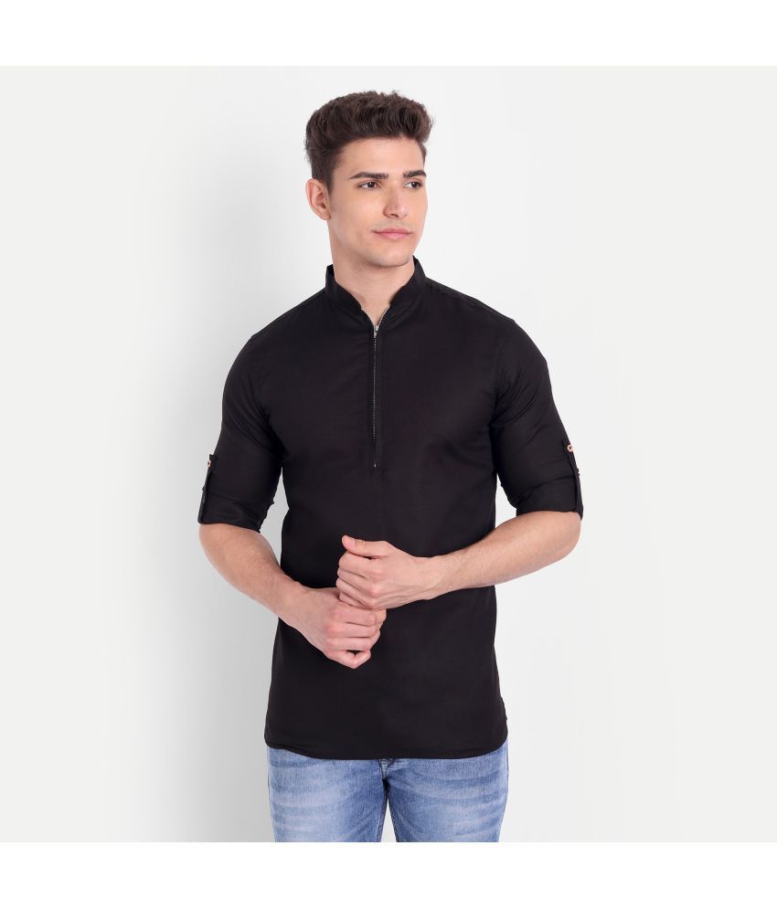     			Vida Loca - Black Linen Slim Fit Men's Casual Shirt (Pack of 1)