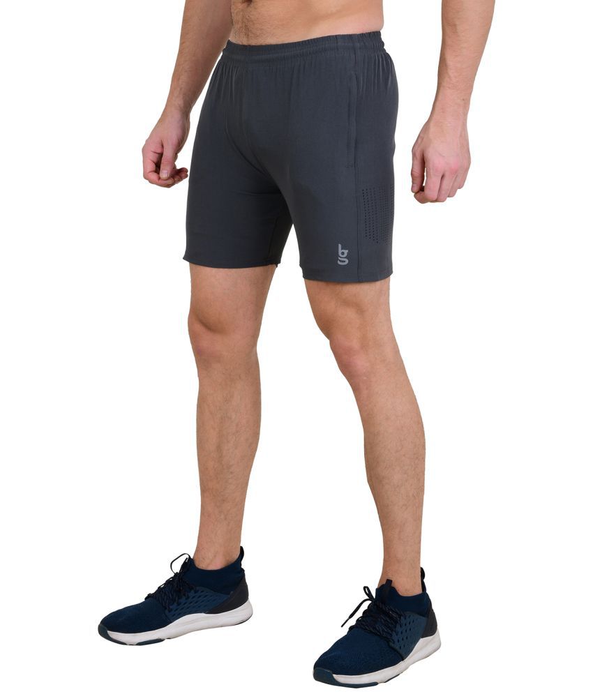 BLK N GRAY - Dark Grey Polyester Men's Running Shorts ( Pack of 1 )