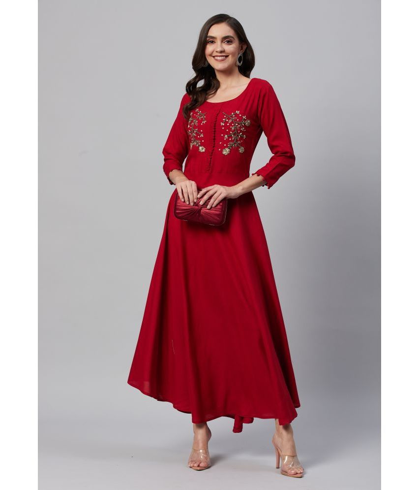     			JC4U - Red Viscose Women's A- line Dress ( Pack of 1 )