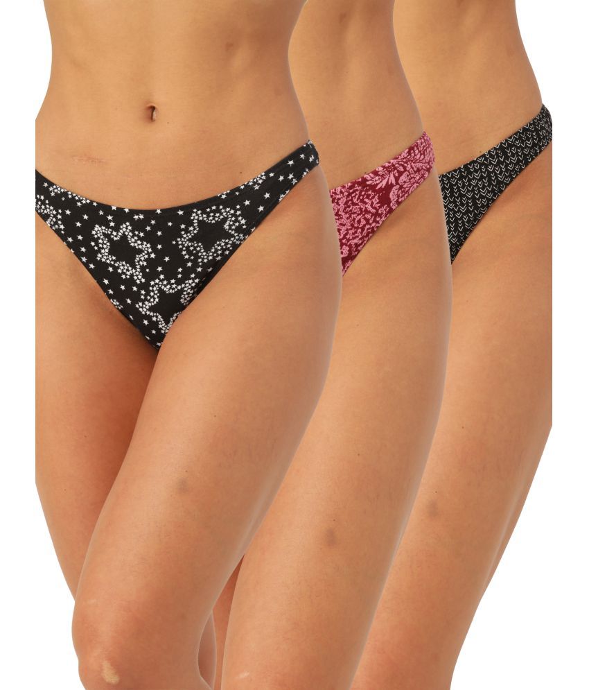     			Leading Lady Pack of 3 Cotton Printed Women's Thongs ( Multi Color )