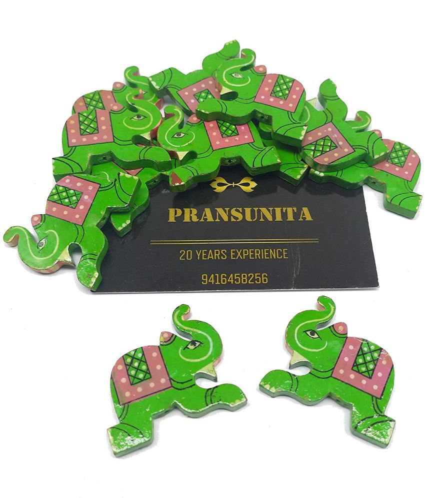     			PRANSUNITA Wooden Elephant Beads (3.5 cm) Used for Art and Crafts, Dresses, Beading, Pendant Jewellery Making, DIY Crafts & School Project etc Pack of 12