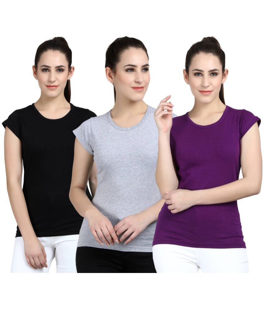     			Diaz - Multicolor 100% Cotton Regular Women's T-Shirt ( Pack of 3 )