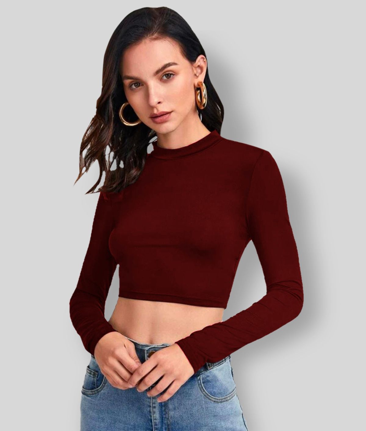     			Dream Beauty Fashion - Maroon Polyester Women's Crop Top ( Pack of 1 )