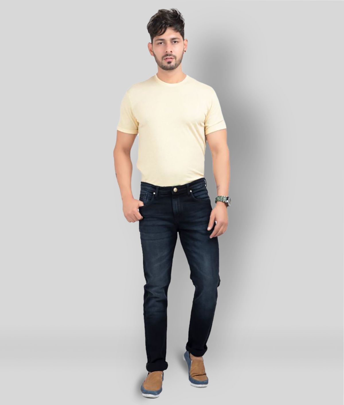Buy Hasasi Denim - Black 100% Cotton Regular Fit Men's Jeans ( Pack of ...