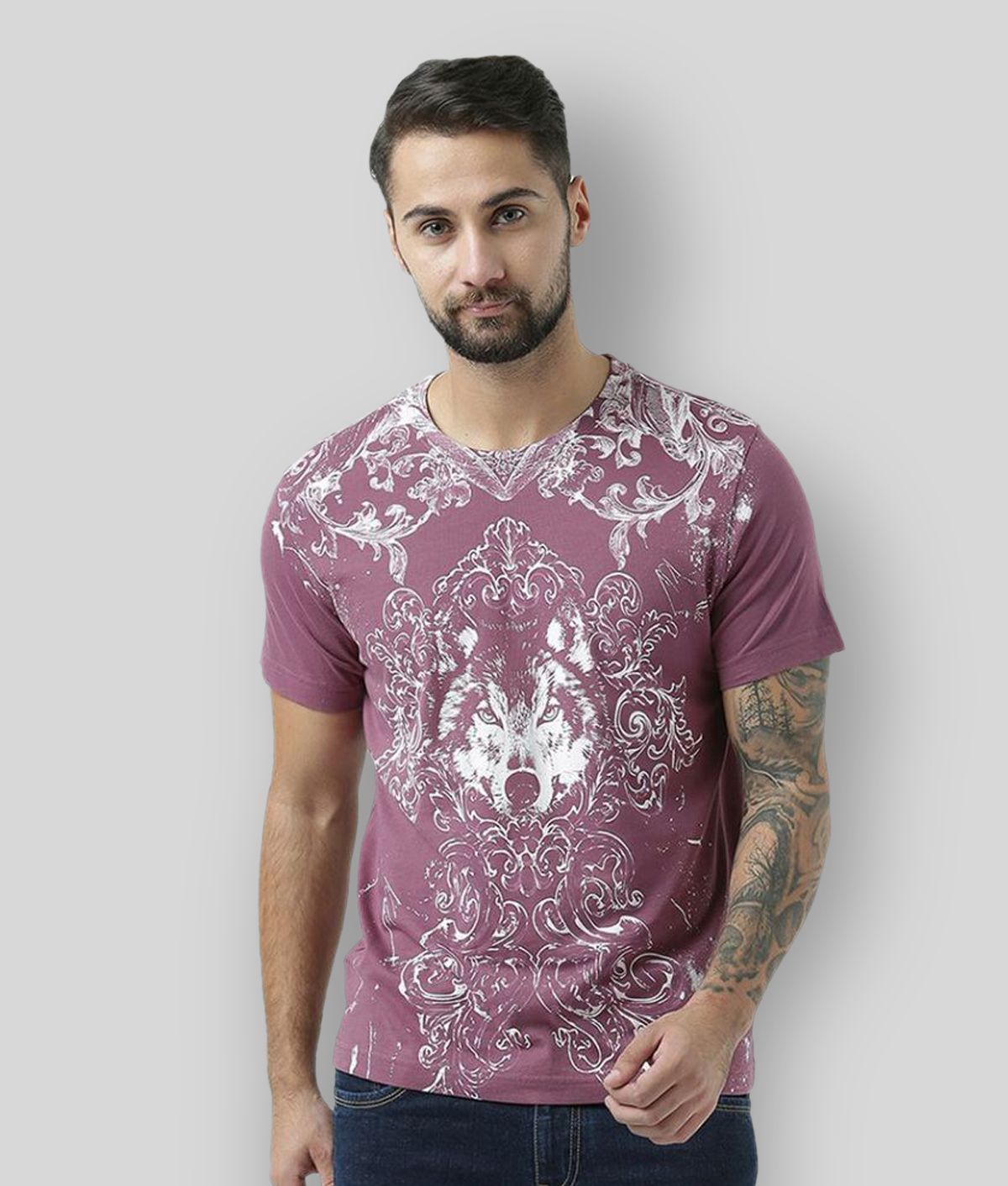     			Huetrap - Maroon Cotton Blend Regular Fit Men's T-Shirt ( Pack of 1 )