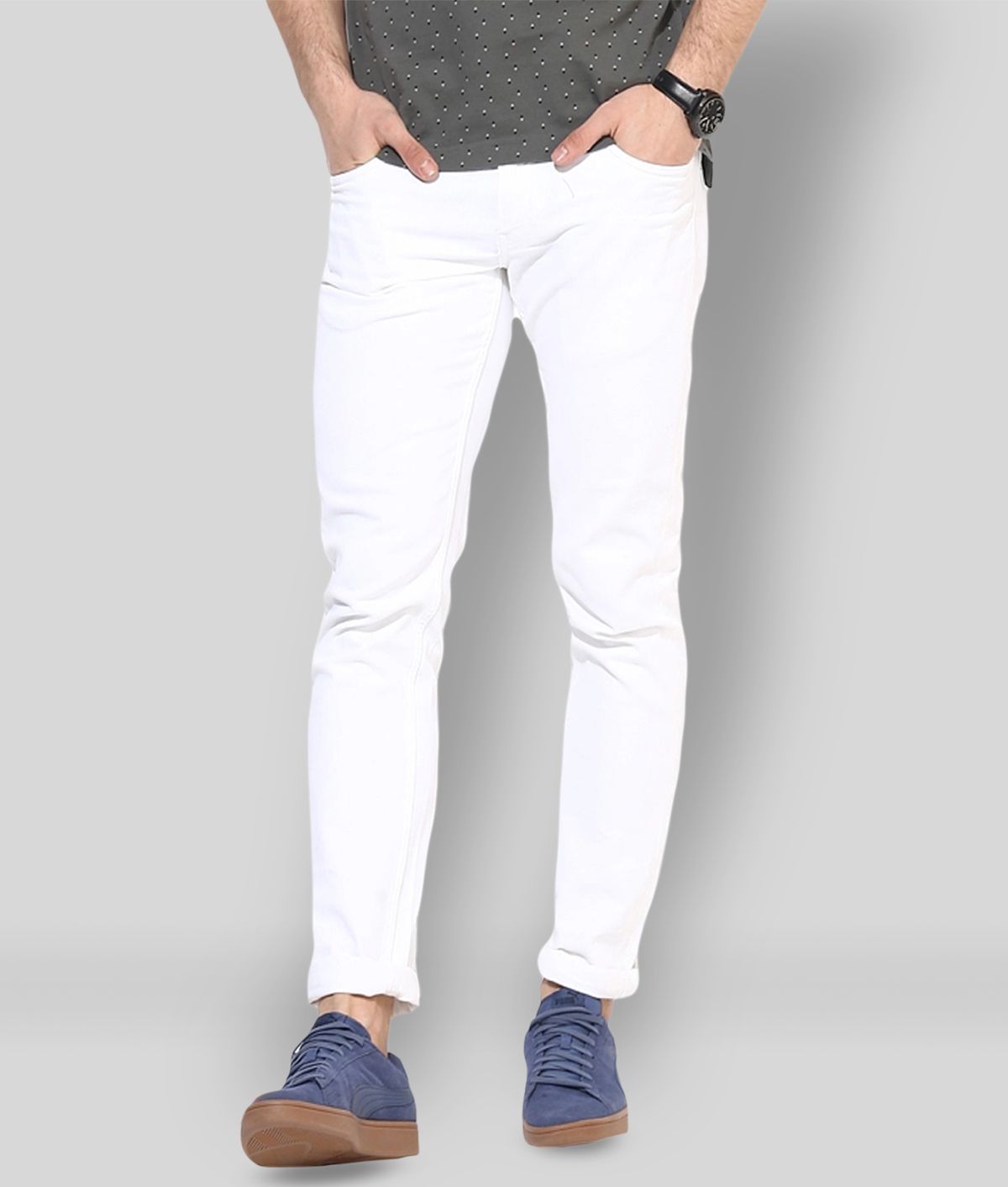     			x20 - White Cotton Blend Skinny Men's Jeans ( Pack of 1 )