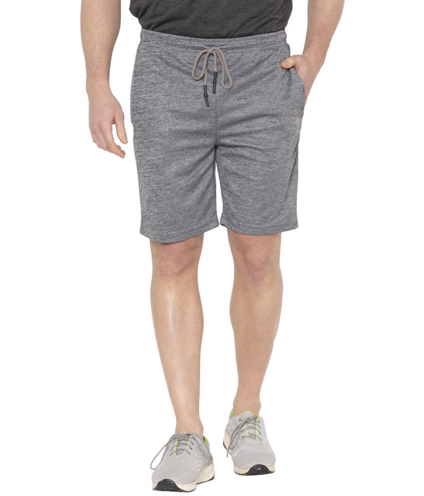     			Bodyactive - Grey Melange Polyester Men's Gym Shorts ( Pack of 1 )
