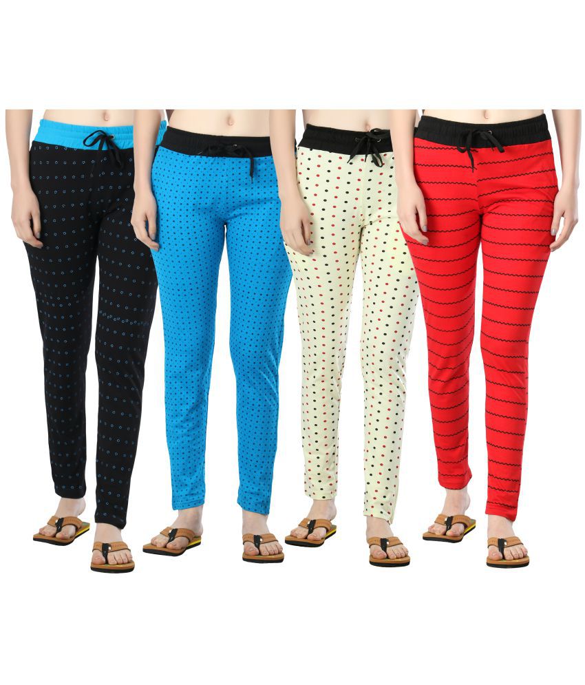     			Diaz - Multicolor 100% Cotton Women's Running Trackpants ( Pack of 4 )
