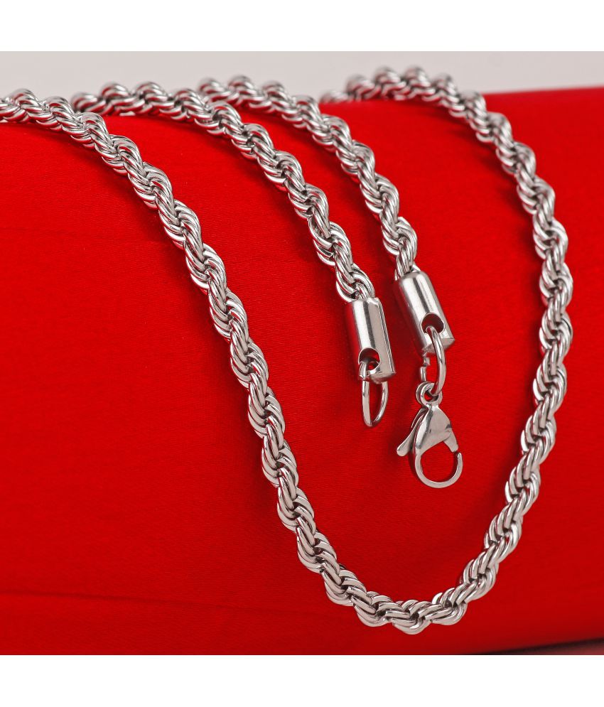    			FASHION FRILL Silver Plated Stainless Steel Chain ( Pack of 1 )