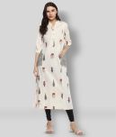 Divena - Off White Silk Blend Women's Straight Kurti