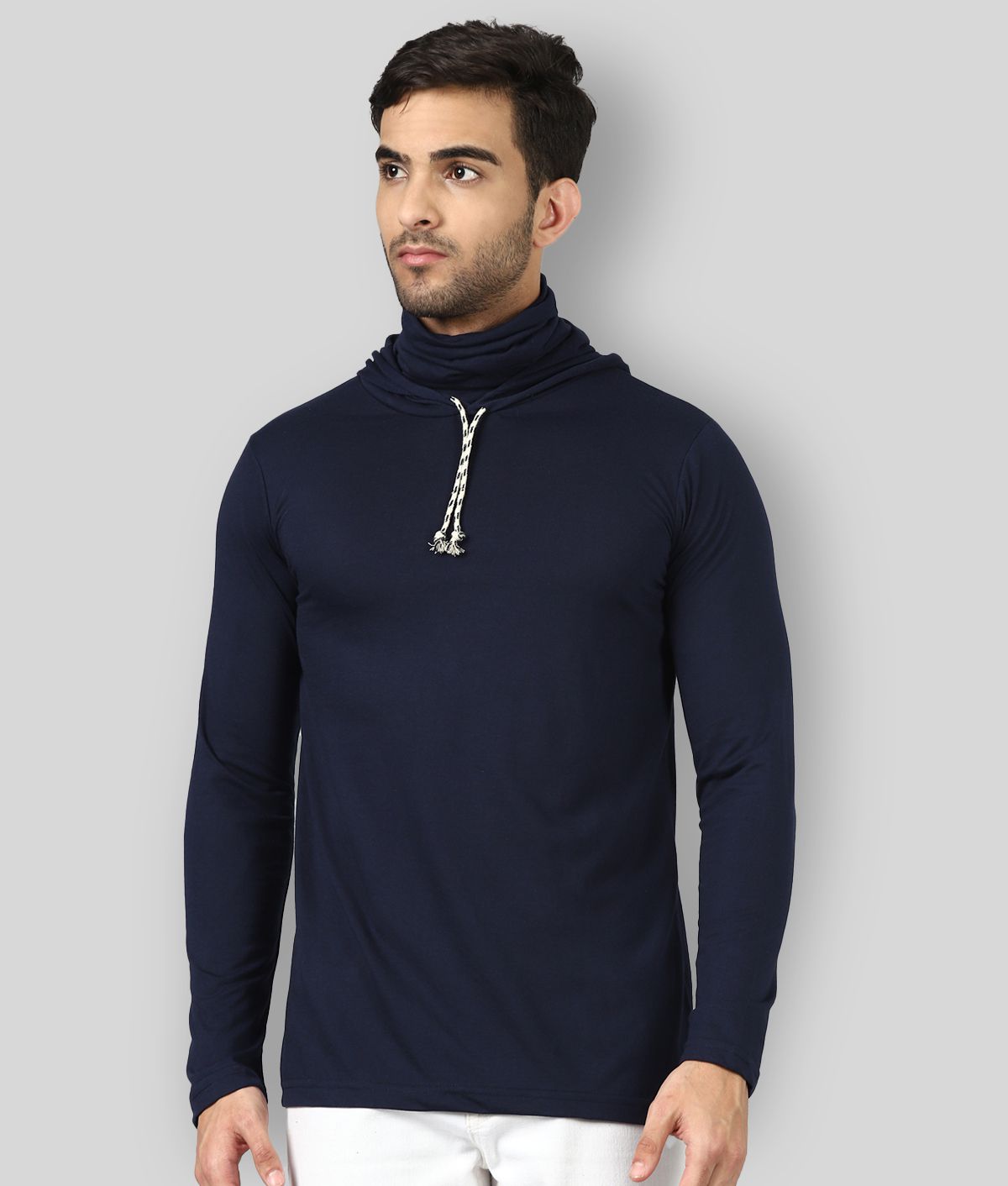 David Crew - Navy Blue Cotton Blend Regular Fit Men's T-Shirt ( Pack of 1 )