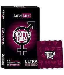 NottyBoy Love Lust Ultra Ribbed Lubricated Condom - 10 Units
