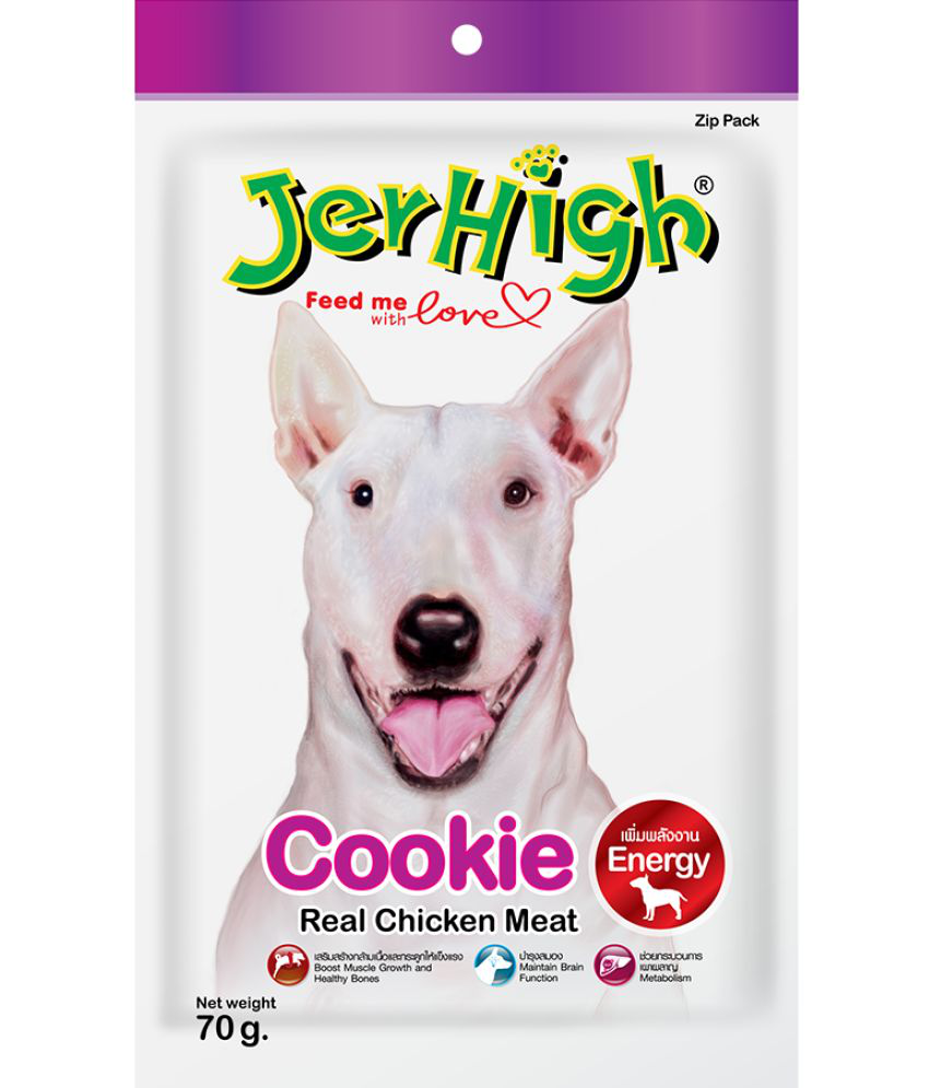     			Jerhigh Chicken Dog Treats, Human Grade High Protein Chicken, Fully Digestible Healthy Snack & Training Treat, Free from by-Products & Gluten, Cookie 70gm (6X 70g)
