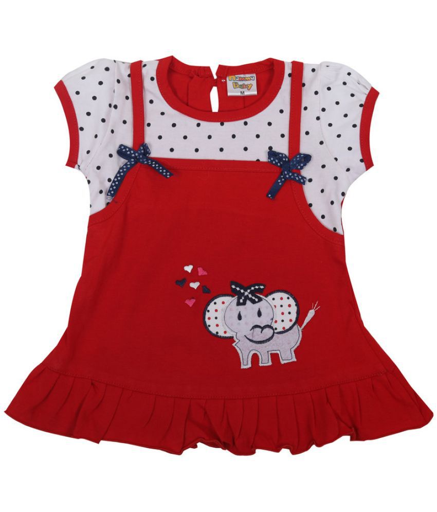     			NammaBaby - Red Cotton Blend Baby Girl Frock ( Pack of 1 )