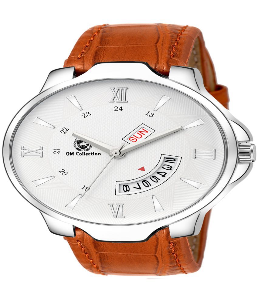     			Om Collection - Brown Leather Analog Men's Watch