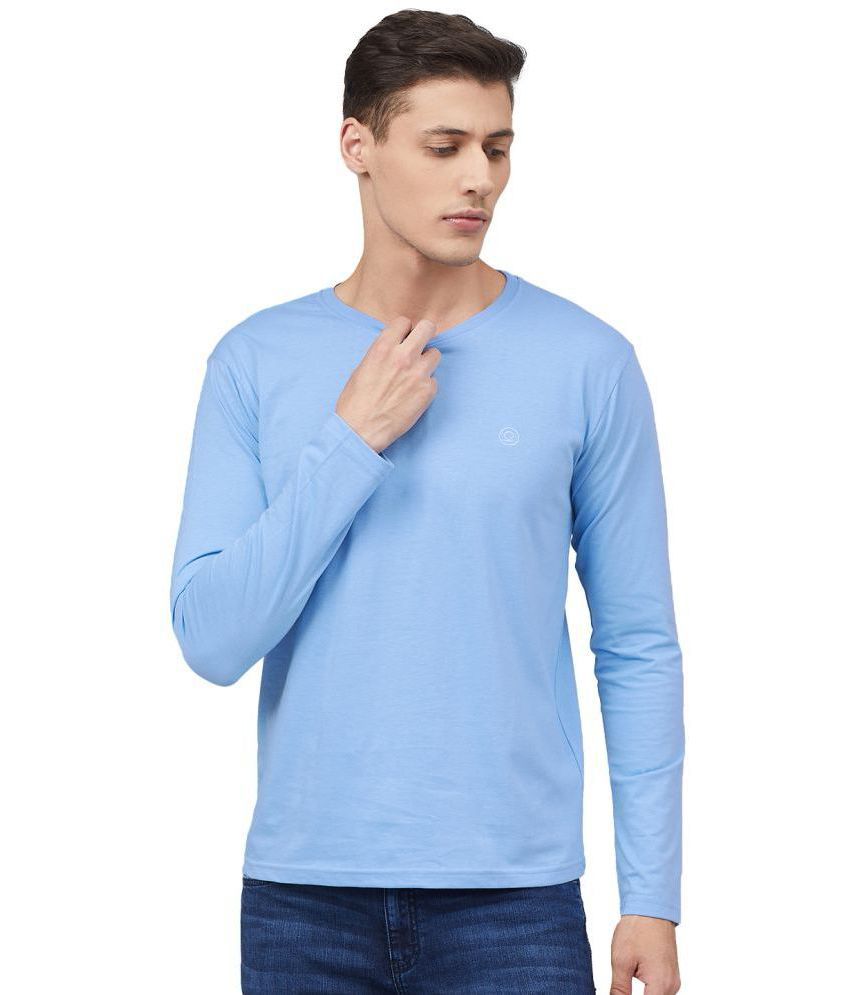     			Chkokko - Sky Blue Cotton Blend Regular Fit Men's T-Shirt ( Pack of 1 )