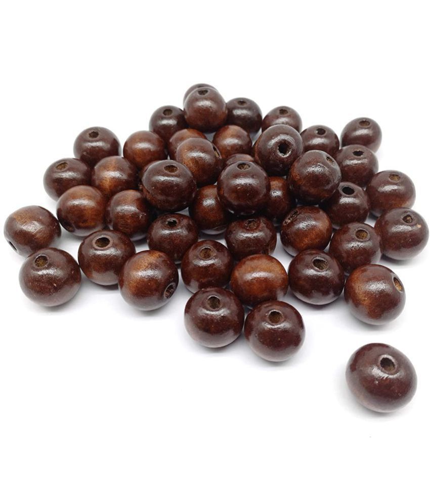     			PRANSUNITA Large Hole Wooden Beads for Macrame – Dark Brown Dyed Round Loose Beads Unfinished Wood Spacer Beads for Bracelet Pendants Crafts DIY Jewellery Making (18 mm)- Pack of 50 pcs