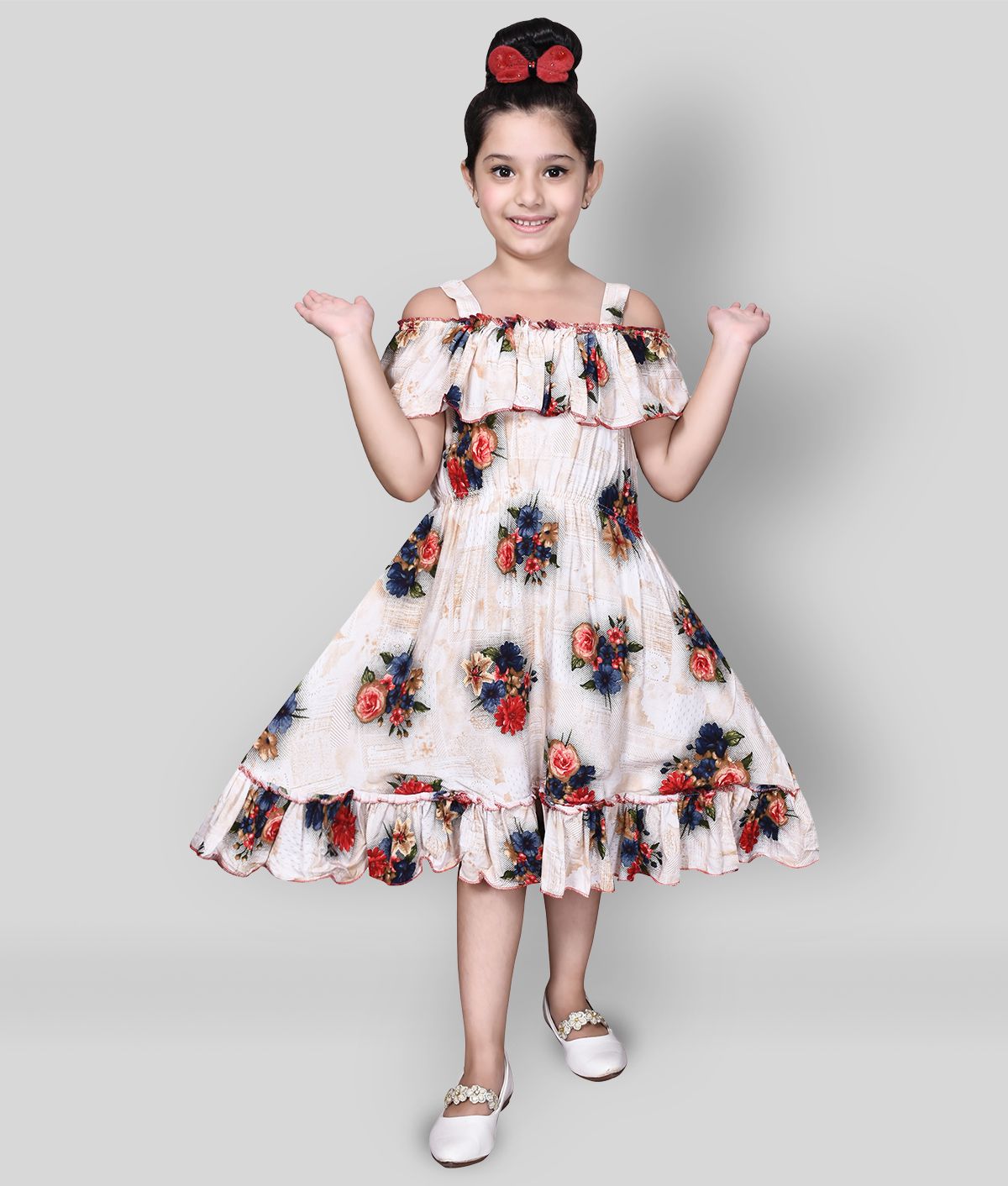     			High Fame - Red Rayon Girl's Frock ( Pack of 1 )