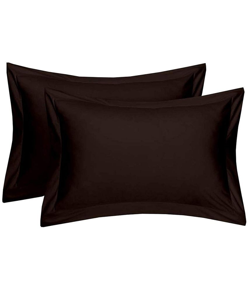     			MAHALUXMI COLLECTION - Pack of 2 Microfibre Solid Standard Size Pillow Cover ( 68.58 cm(27) x 43.18 cm(17) ) - Brown