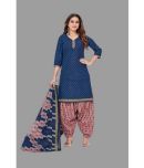 shree jeenmata collection - Blue Printed Unstitched Dress Material ( Pack of 1 )