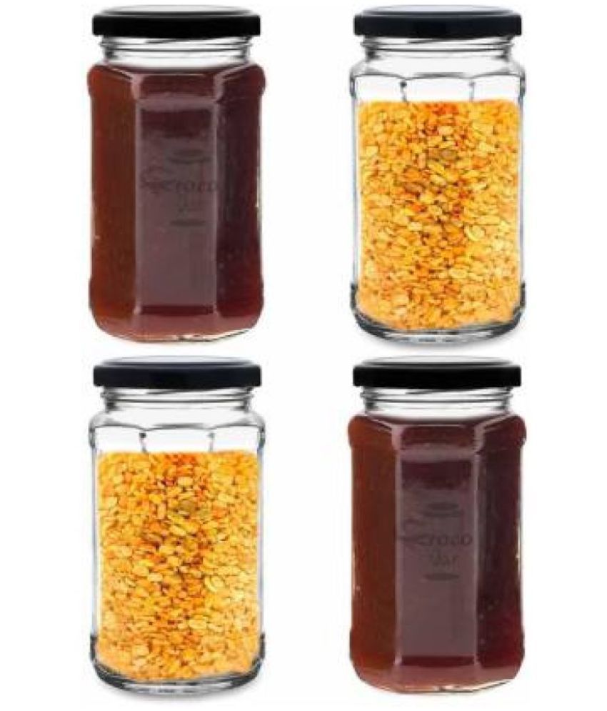     			CROCO JAR - Transparent Glass Spice Container ( Pack of 6 )