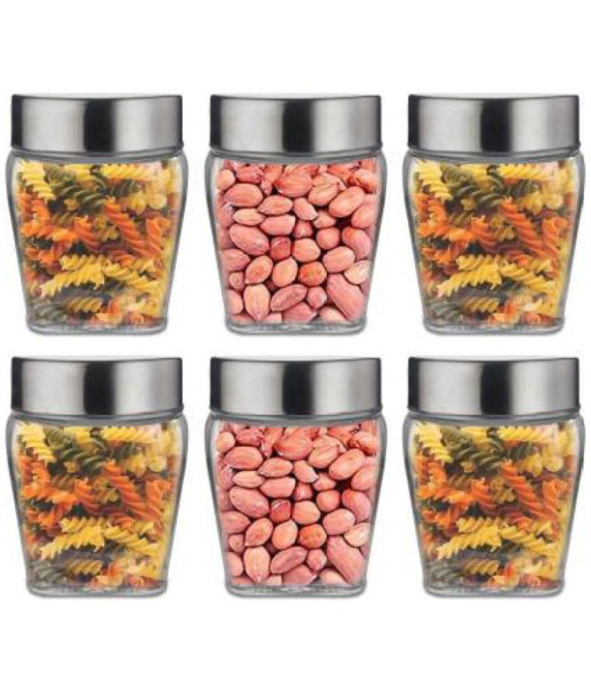     			CROCO JAR - Transparent Glass Spice Container ( Pack of 6 )