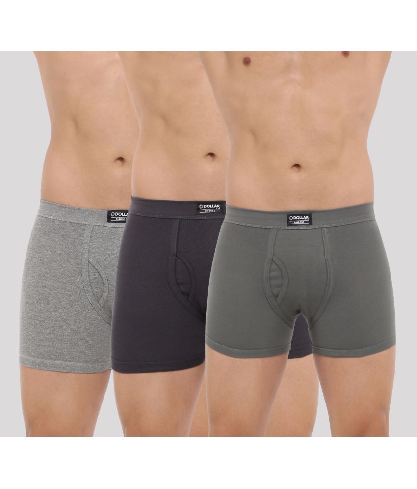     			Pack of 3 Dollar Bigboss Assorted Solid Cotton Blend Men Trunk