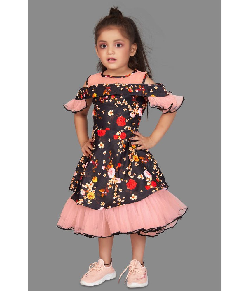    			Fashion Dream - Black Crepe Girls Fit And Flare Dress ( Pack of 1 )