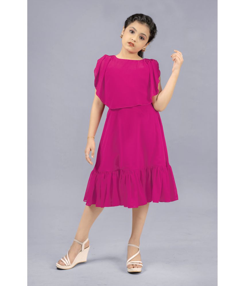     			Fashion Dream - Pink Georgette Girls Wrap Dress ( Pack of 1 )