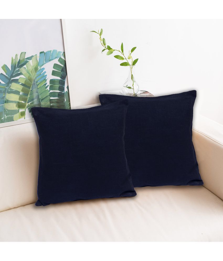     			INDHOME LIFE - Black Set of 2 Silk Square Cushion Cover