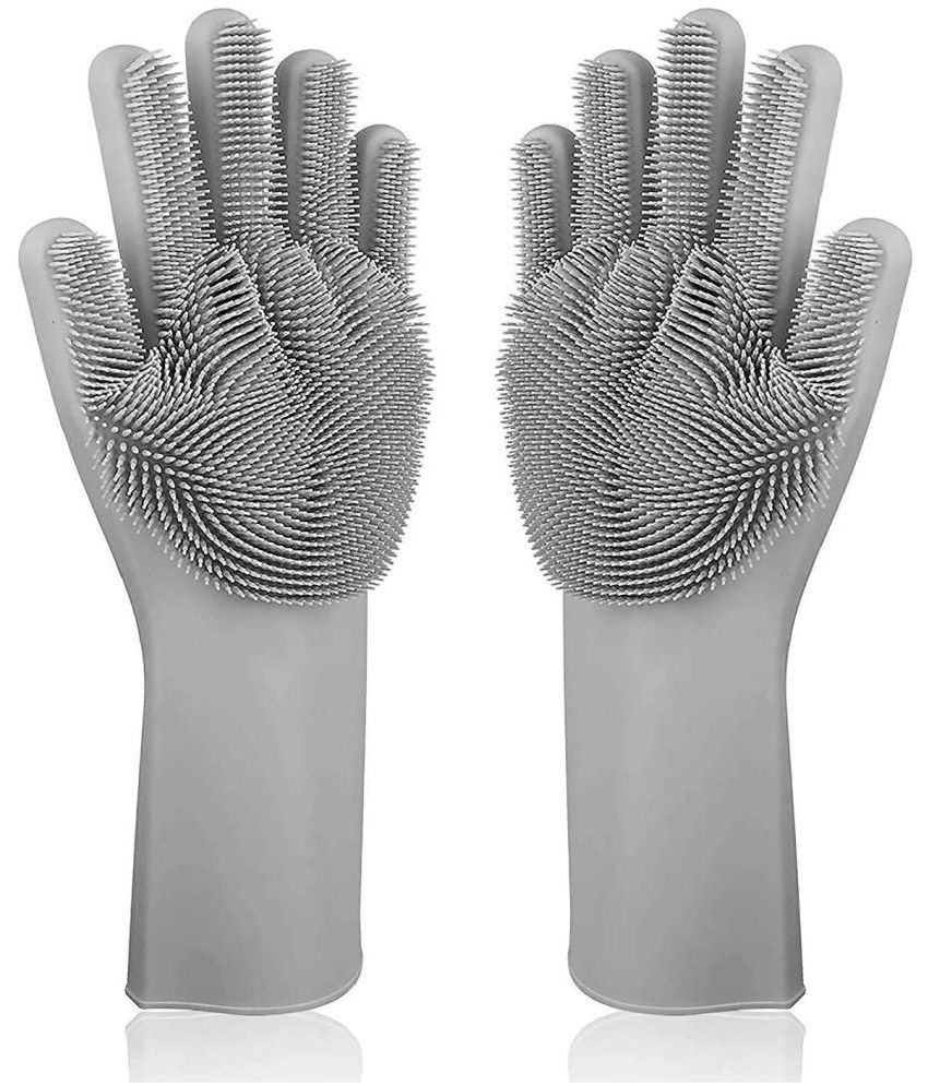     			KANSHOKK - Light Grey Silicone Free Size Cleaning Glove Set ( Pack of 1 )
