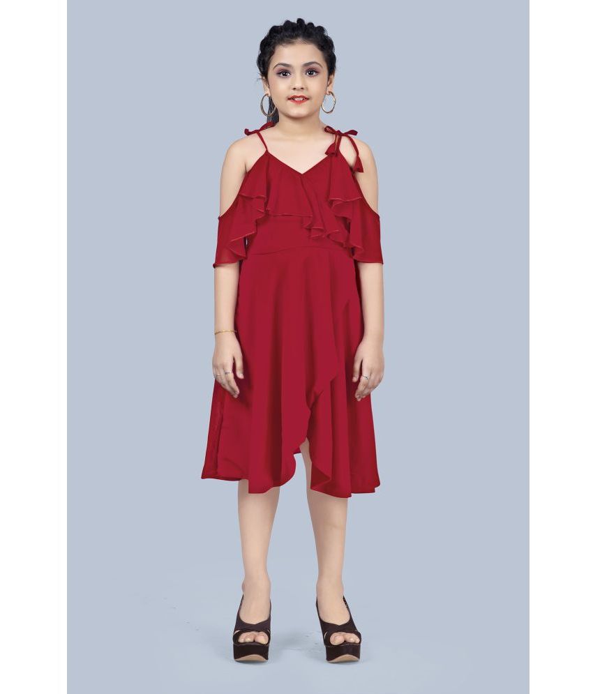     			Fashion Dream - Red Georgette Girls Fit And Flare Dress ( Pack of 1 )