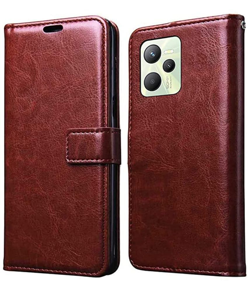     			Kosher Traders - Brown Flip Cover Compatible For Realme C35 ( Pack of 1 )