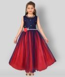 Aarika Net Gown For Girls ( Pack of 1 , Blue & Red )