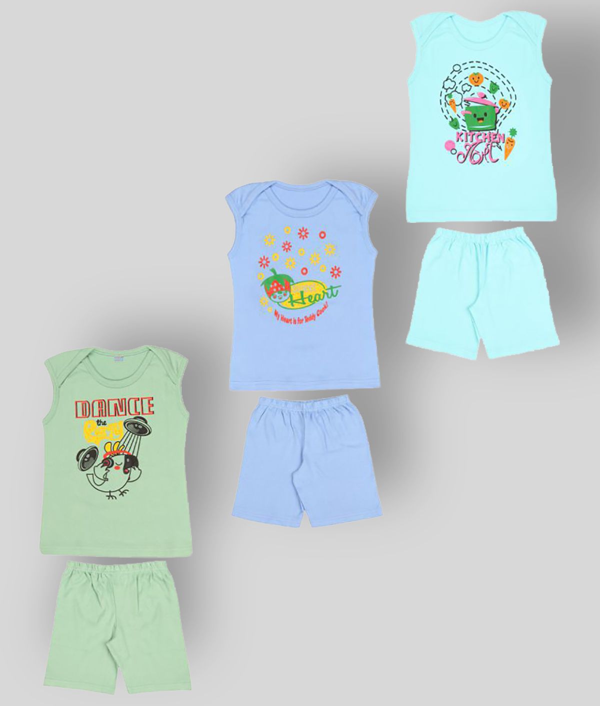    			Dongli - Multi Cotton Baby Boy T-Shirt & Shorts ( Pack of 3 )