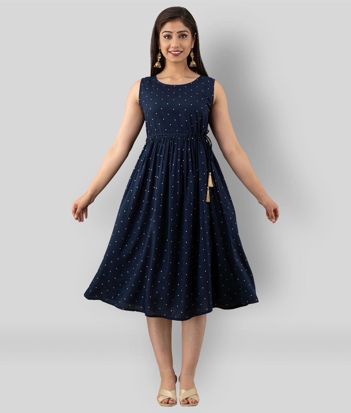 FABRR - Navy Blue Rayon Women's A- line Dress ( Pack of 1 )