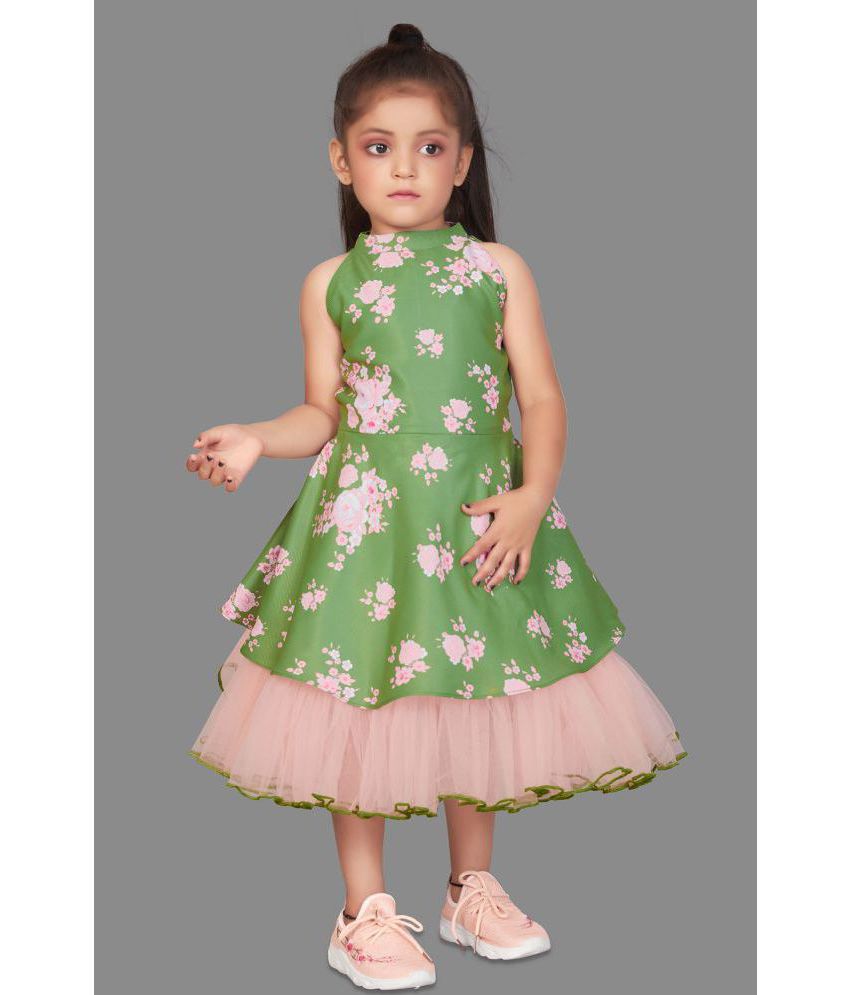     			Fashion Dream - Light Green Crepe Girls Fit And Flare Dress ( Pack of 1 )