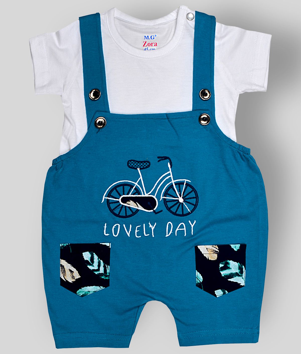     			Sathiyas - Blue Cotton Baby Boy Dungaree Sets ( Pack of 1 )