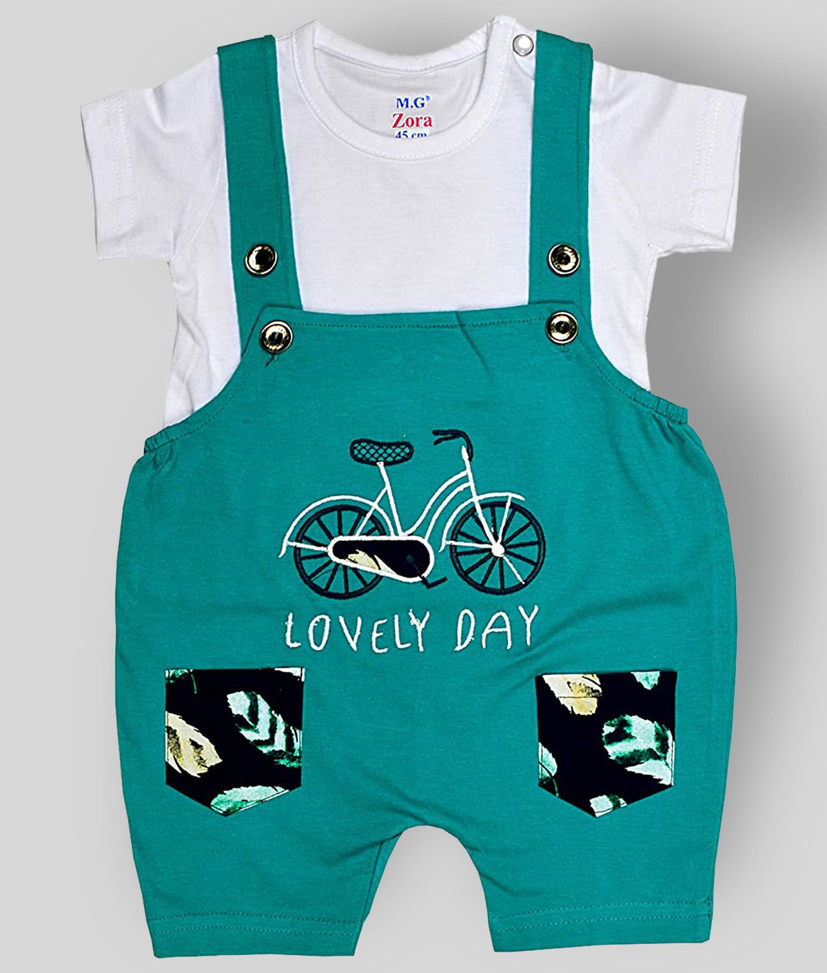     			Sathiyas - Green Cotton Baby Boy Dungaree Sets ( Pack of 1 )