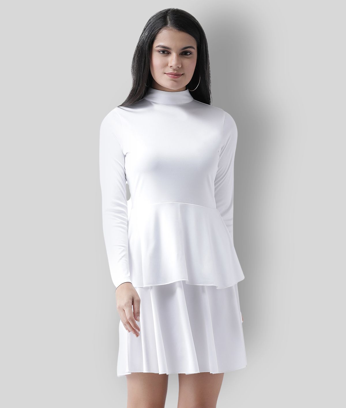 Texco - White Polyester Women's Peplum Dress ( Pack of 1 )