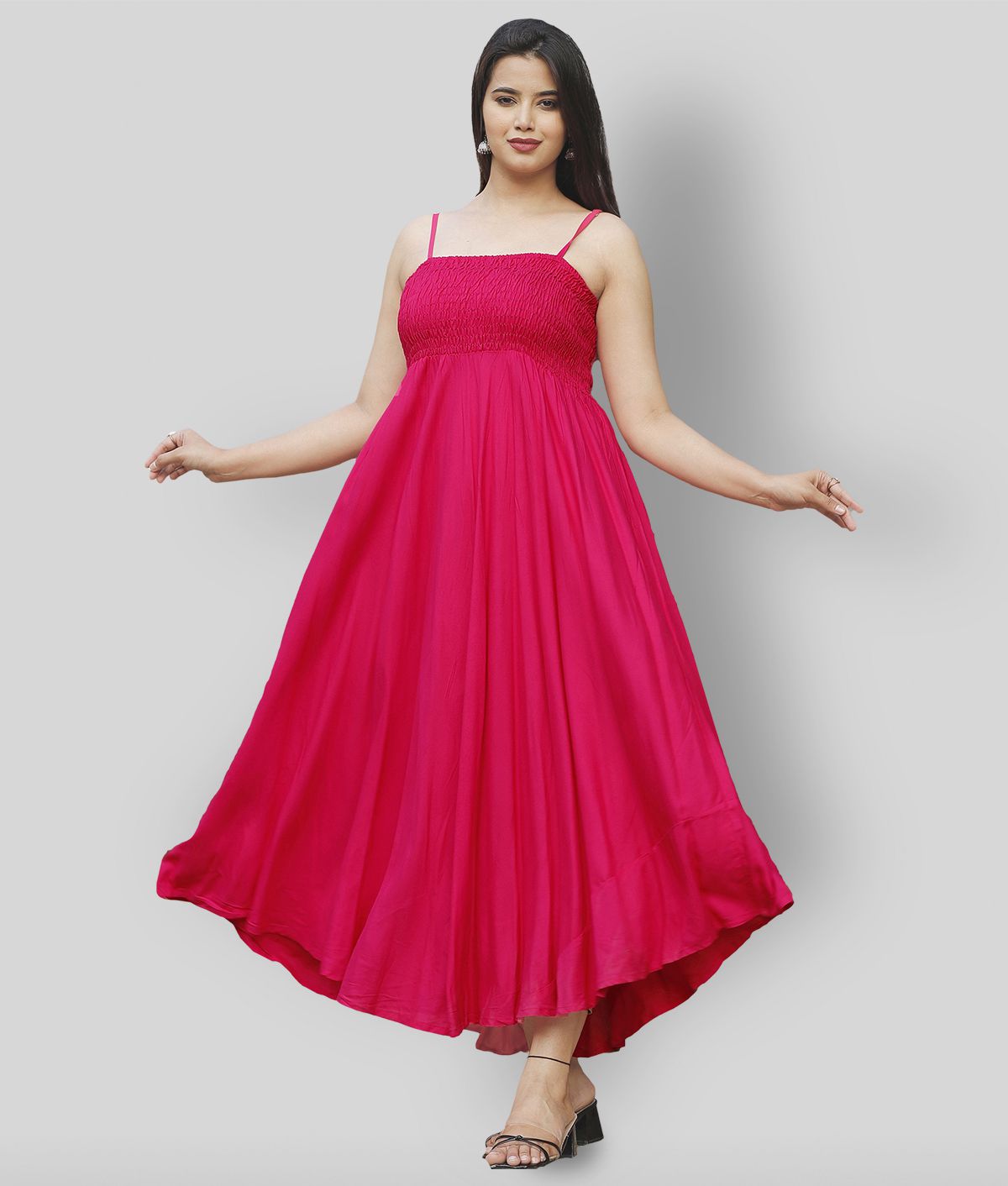     			ZAMAISHA - Pink Rayon Women's Fit And Flare Dress ( Pack of 1 )